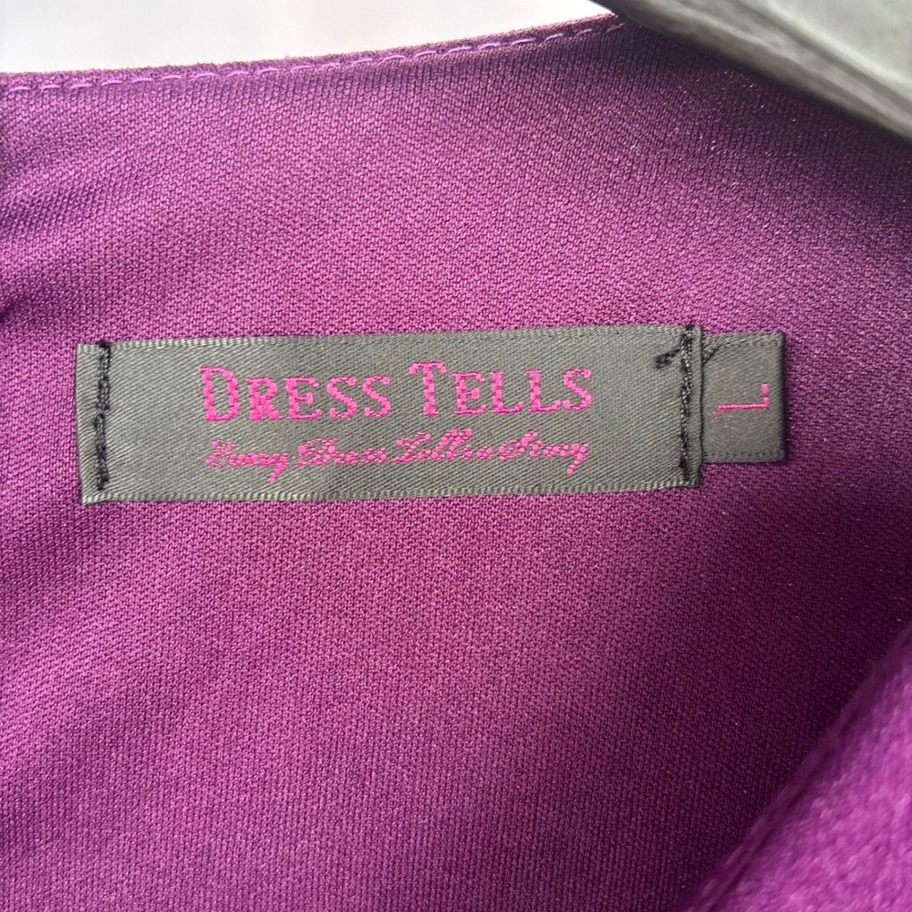 Classic Fit and Flare Rockabilly Dress W Large Purple Excellent Cap Sleeve Midi - Picture 5 of 10
